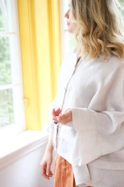 Butterfly Linen Shirt, Beige