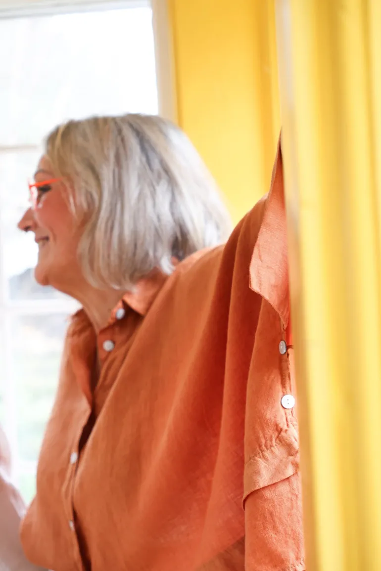 Butterfly Linen Shirt, Sepia Brown