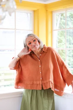 Butterfly Linen Shirt, Sepia Brown