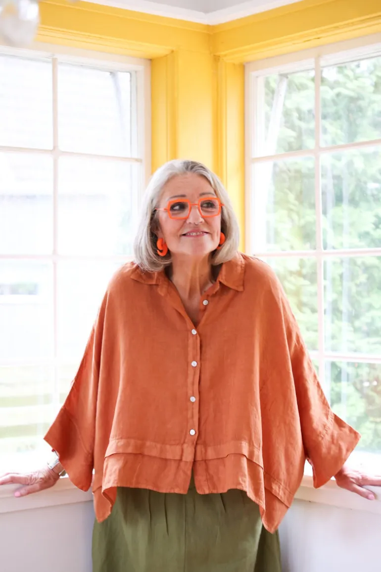 Butterfly Linen Shirt, Sepia Brown