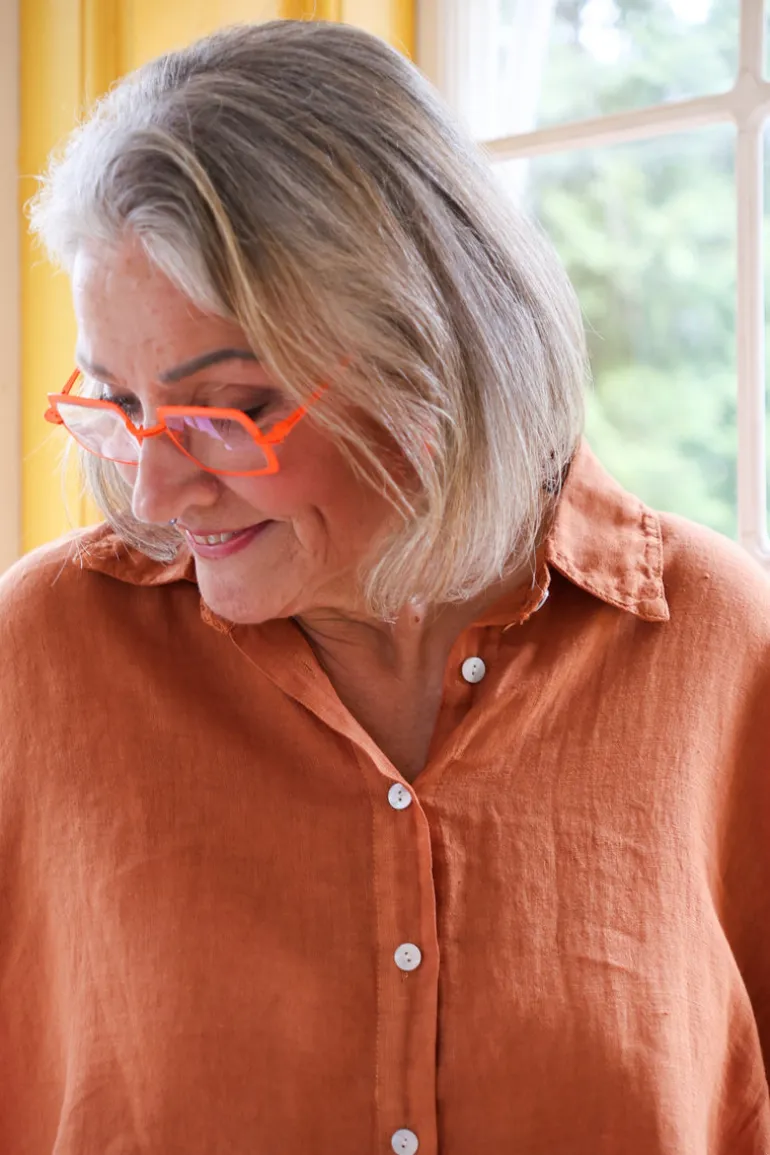 Butterfly Linen Shirt, Sepia Brown