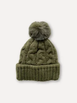 Cable Capotto Beanie, Moss Green