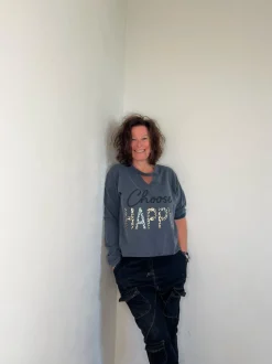 Choose Happy Sweater, Dark Grey