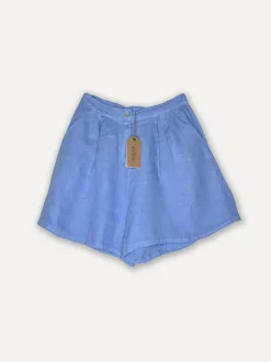 City attitude linen shorts, Sea Blue