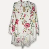 Daisy Attitude Flowery Linen Blouse, Beige