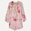 Daisy Attitude Flowery Linen Blouse, Pink