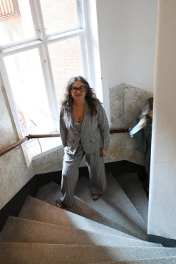 Dressed Up Attitude Stripe Pants, Taupe