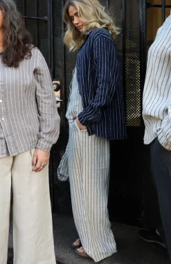 Dressed Up Attitude Stripe Pants, Beige