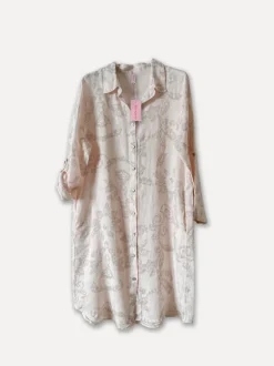 Dressed Up Bubbly Linen Shirtdress, Light Pink
