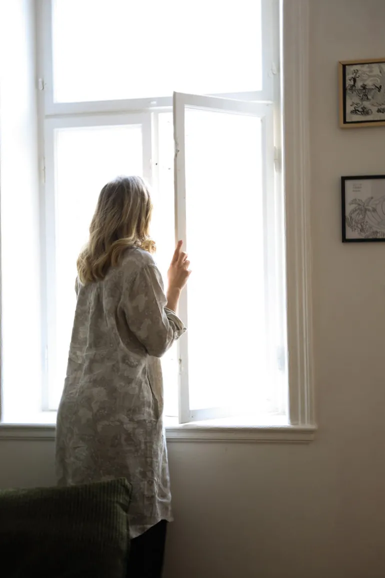 Dressed Up Bubbly Linen Shirtdress, Beige