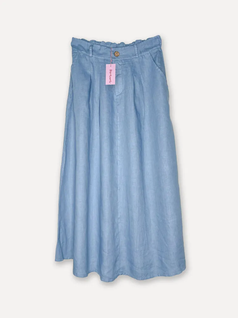 Dressed Up Linen Skirt, Sea Blue