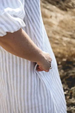 Fame Attitude Striped Linen Dress, Beige