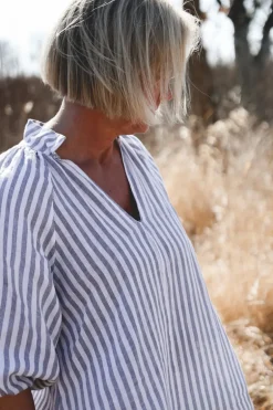 Fame Attitude Striped Linen Dress, Navy