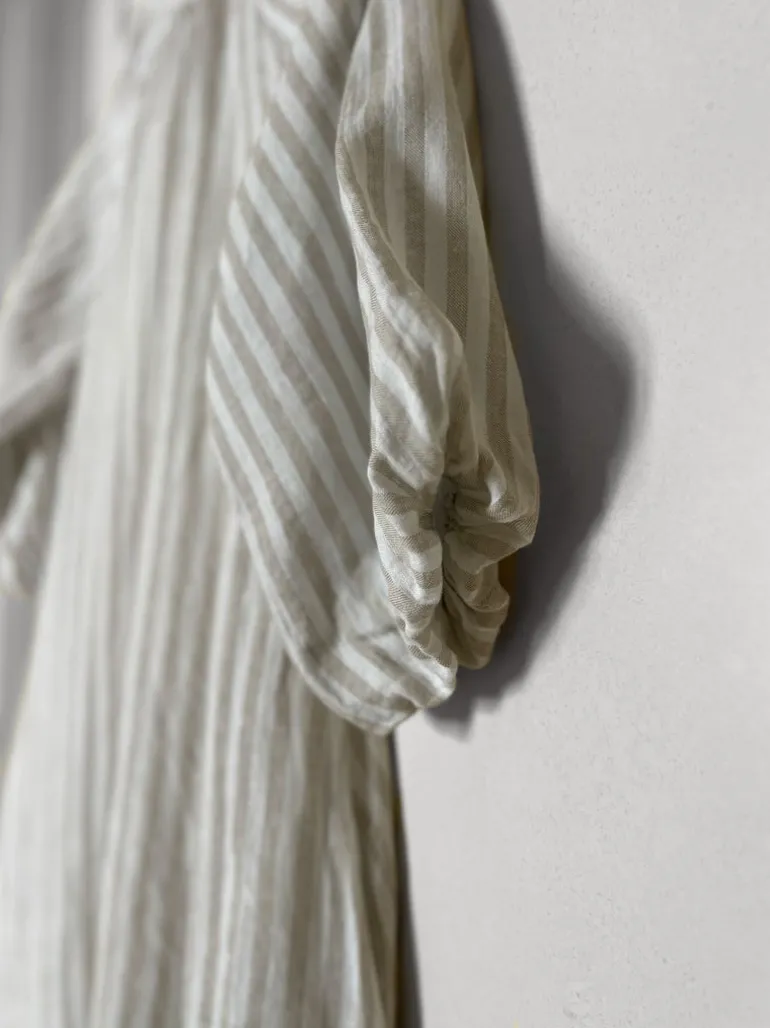 Fame Attitude Striped Linen Dress, Beige