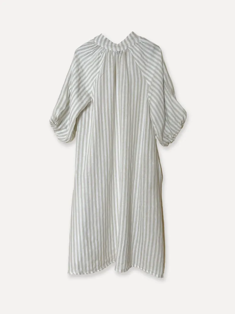 Fame Attitude Striped Linen Dress, Beige