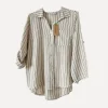 Fancy Striped Attitude Linen Shirt, Beige