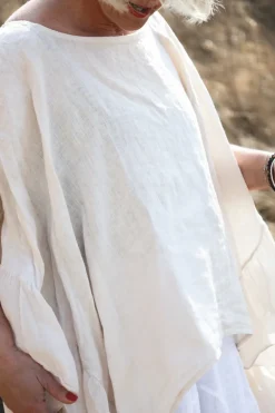 Farfalla Attitude Linen Blouse, Beige