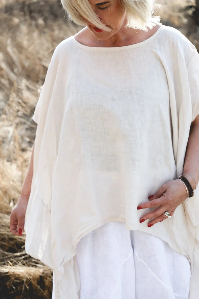 Farfalla Attitude Linen Blouse, Beige