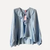 6798 Flounce Blouse with Tie Knot, Sky Blue