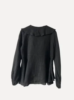 6798 Flounce Blouse with Tie Knot, Black