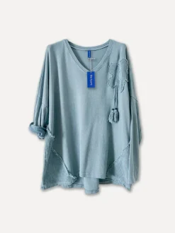 4938 - Flower Tassel College Tee, Denim