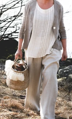 Forte dei Marmi Attitude Sassy Linen Top, White/Beige