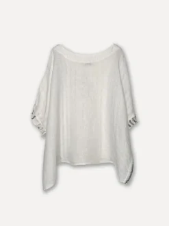 Forte dei Marmi Attitude Sassy Linen Top, White/Blue