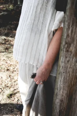 Forte dei Marmi Attitude Sassy Linen Top, White/Beige