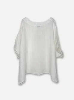 Forte dei Marmi Attitude Sassy Linen Top, White/Beige