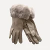 Furry Gloves, Beige