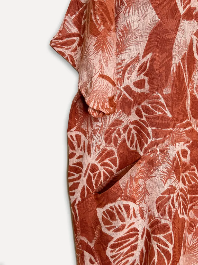 Garden Dream Linen Dress, Tomato