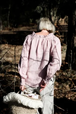 Jacky Linen Blouse, Baby Pink
