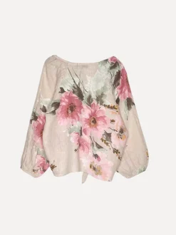 Knot Linen Shirt Flowery Attitude, Sand