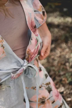 Knot Linen Shirt Flowery Attitude, Sky Blue