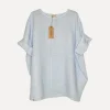 Lazy Attitude Day Linen Blouse, Sky Blue