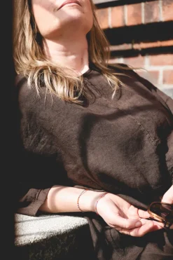 Lazy Attitude Day Linen Blouse, Cacao