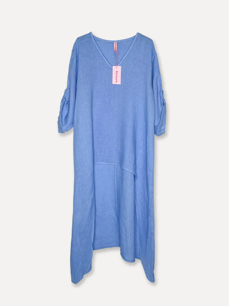 5017 Linen Dress, Sea Blue