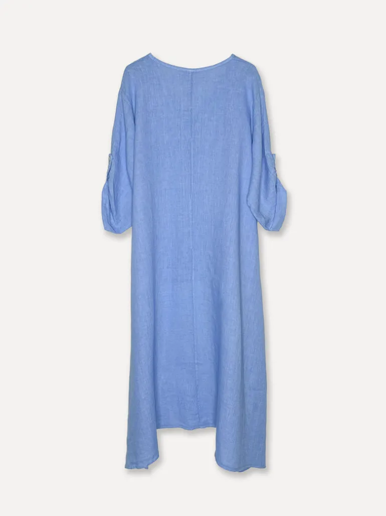 5017 Linen Dress, Sea Blue