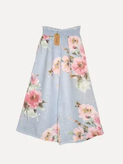 Linen Pants Flowery Attitude, Sky Blue