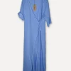 Linen wrap attitude dress, Sea Blue