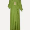Linen wrap attitude dress, Olive Green