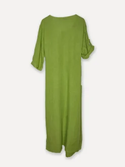 Linen wrap attitude dress, Olive Green