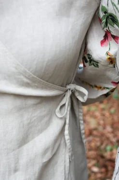 Linen wrap attitude dress, Beige