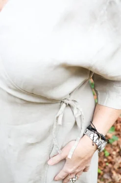 Linen wrap attitude dress, Beige