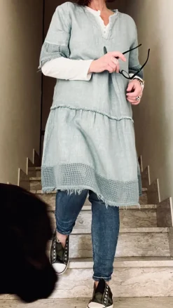 Lola Attitude Linen Dress, Rainy Blue