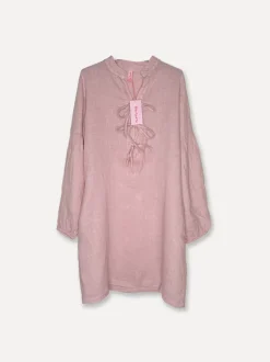 6709 Long Linen Shirt, Light Pink