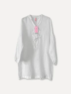 6709 Long Linen Shirt, White