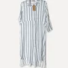 Lungo Attitude Striped Linen Dress, Navy