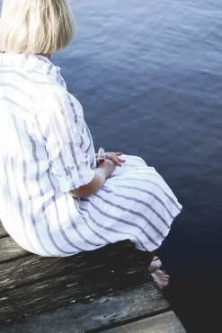 Lungo Attitude Striped Linen Dress, Navy