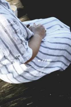 Lungo Attitude Striped Linen Dress, Navy